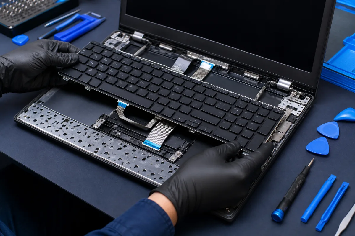 Réparation du clavier, de la coque et des charnières d’un portable