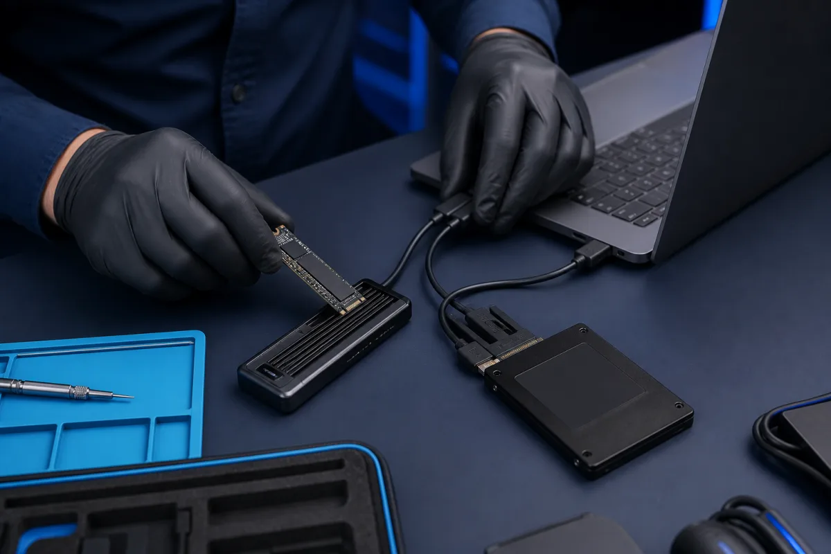 Connexion professionnelle de supports pour récupérer des données